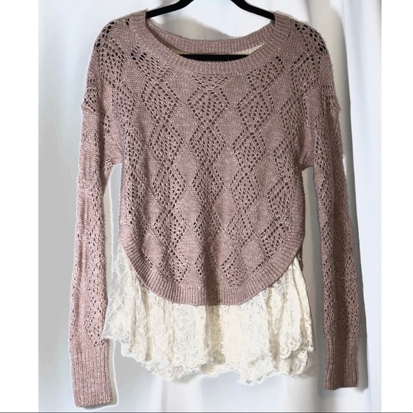 - LIGHT PINK LAYERED SWEATER - - Picture 1 of 3